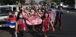 Protest erupts in Myanmar over the military coup